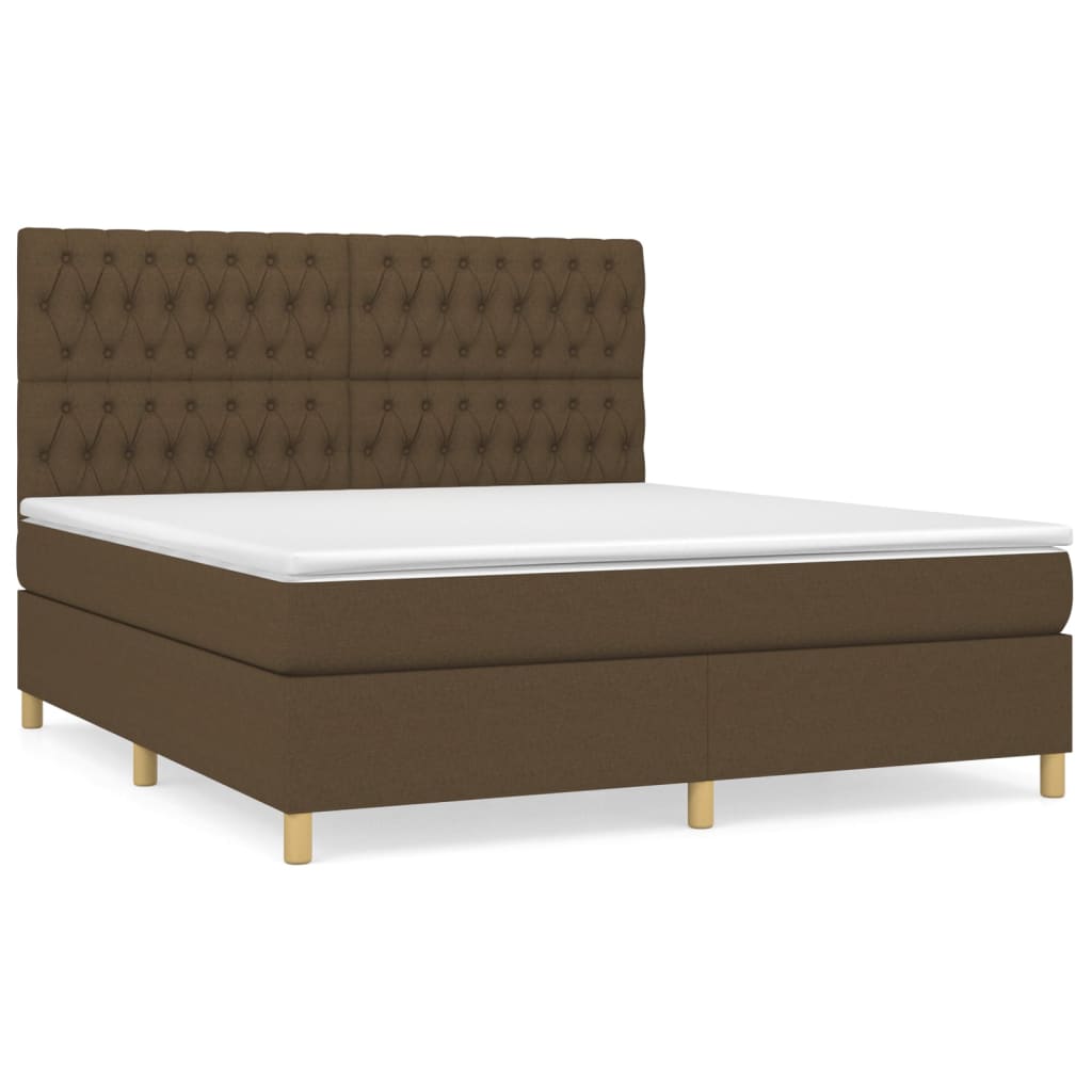 Boxspring met matras stof donkerbruin 180x200 cm – afbeelding 2
