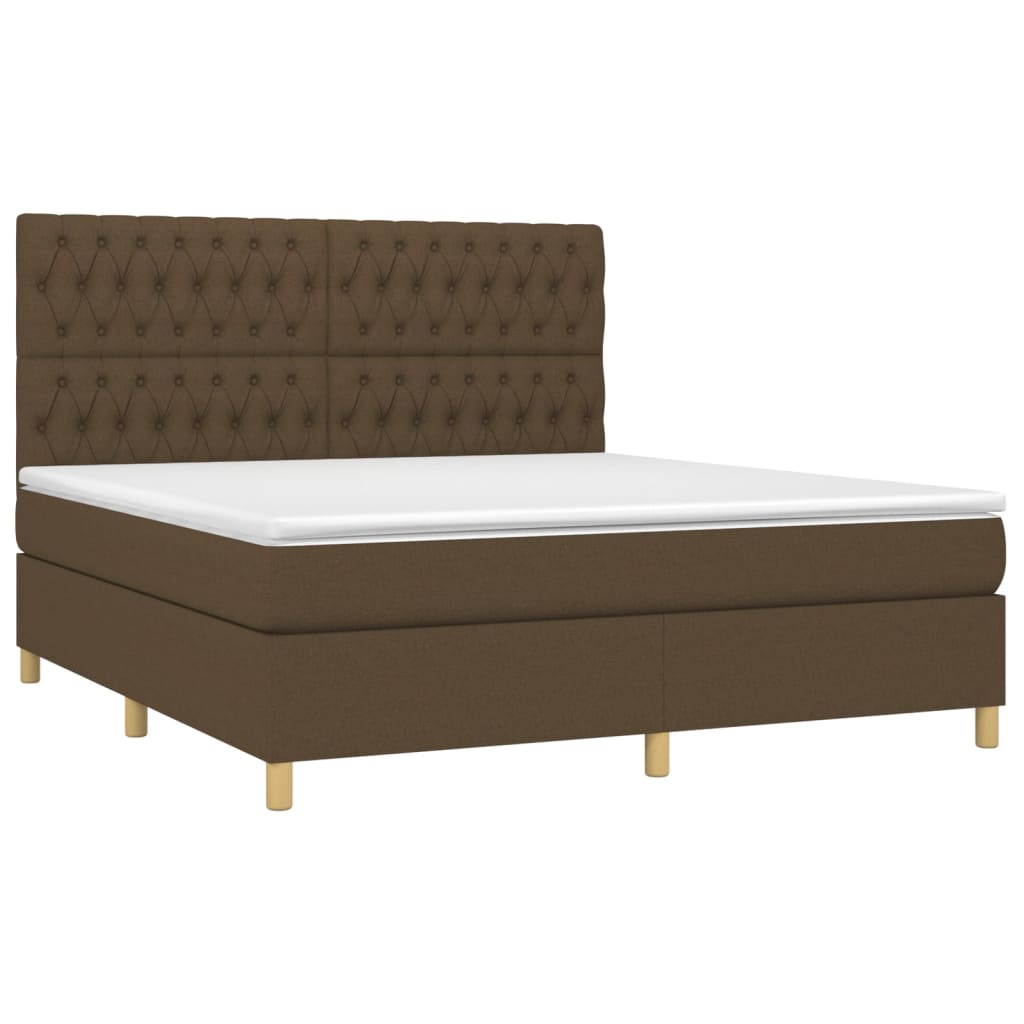 Boxspring met matras stof donkerbruin 180x200 cm – afbeelding 3