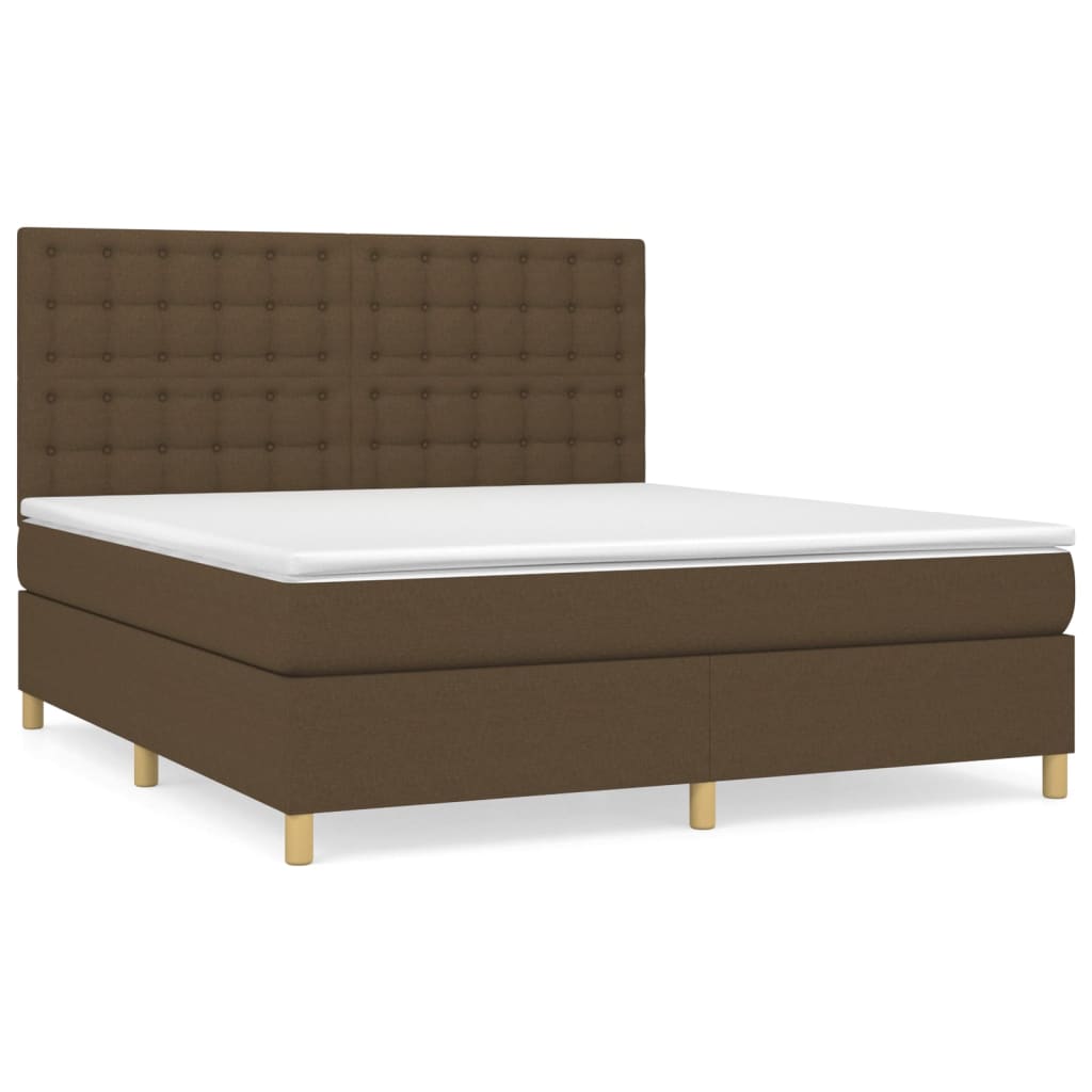 Boxspring met matras stof donkerbruin 180x200 cm – afbeelding 2