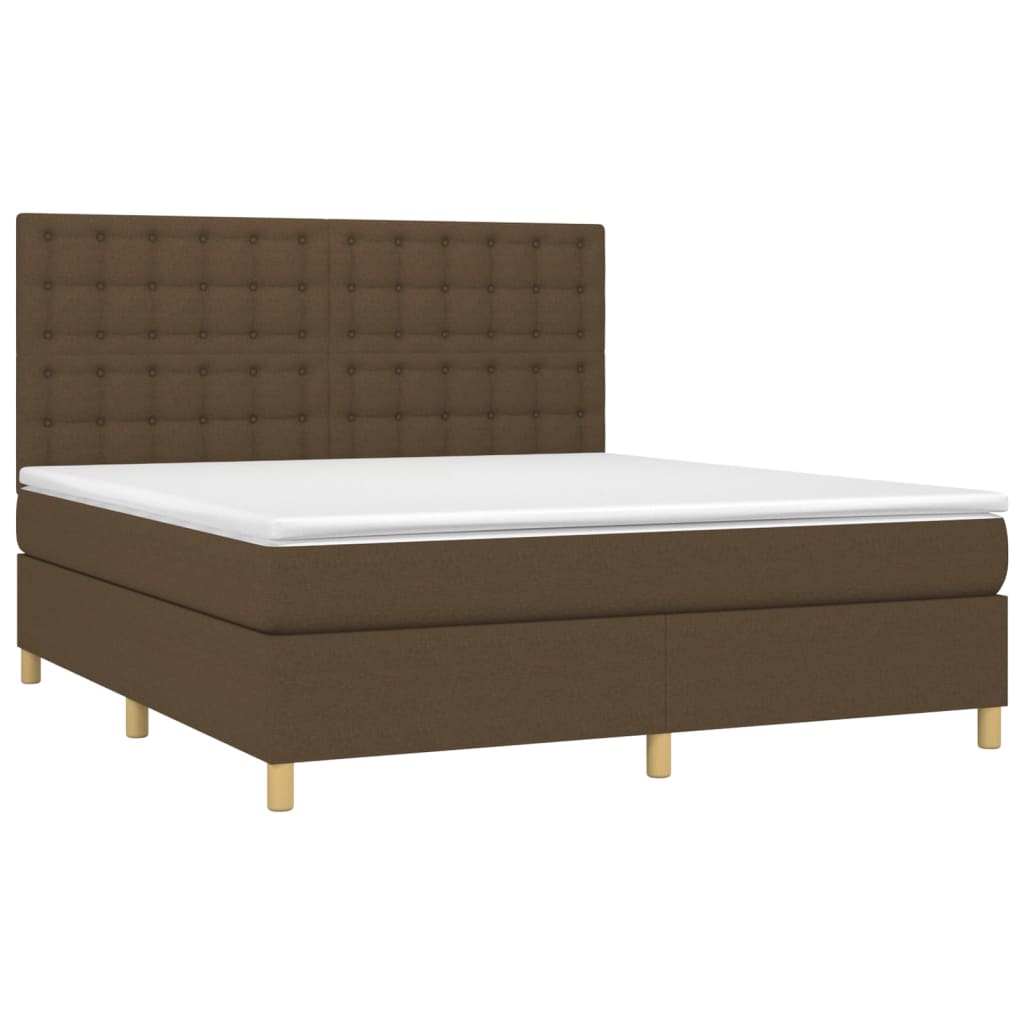 Boxspring met matras stof donkerbruin 180x200 cm – afbeelding 3