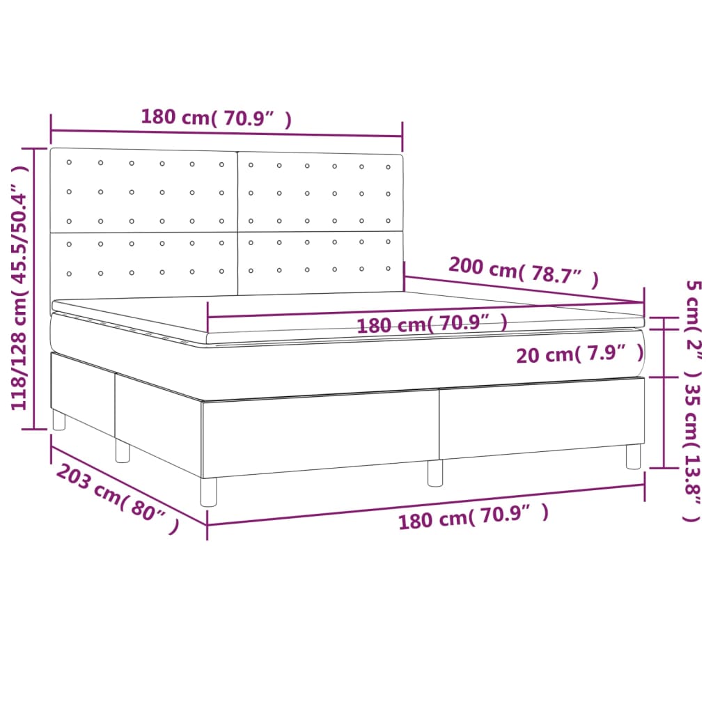 Boxspring met matras stof donkerbruin 180x200 cm – afbeelding 6