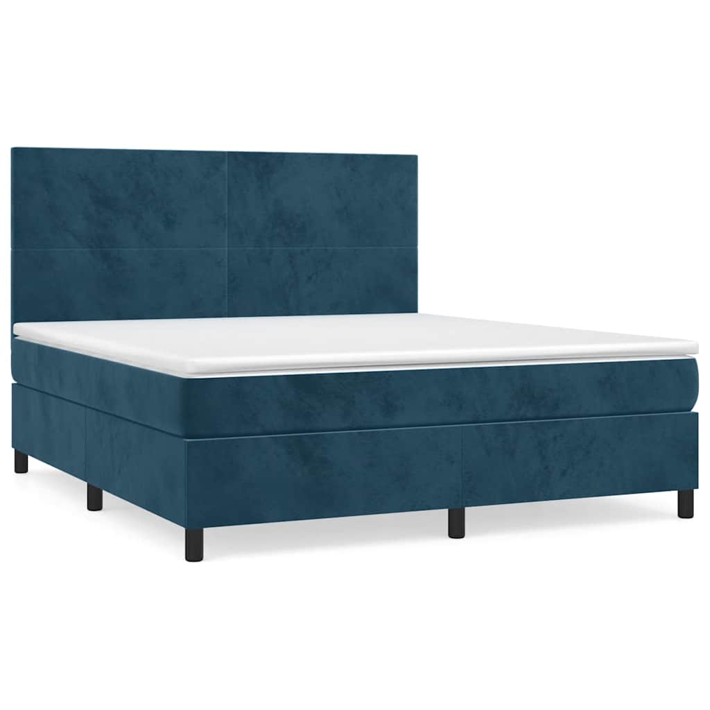Boxspring met matras fluweel donkerblauw 180x200 cm – afbeelding 2