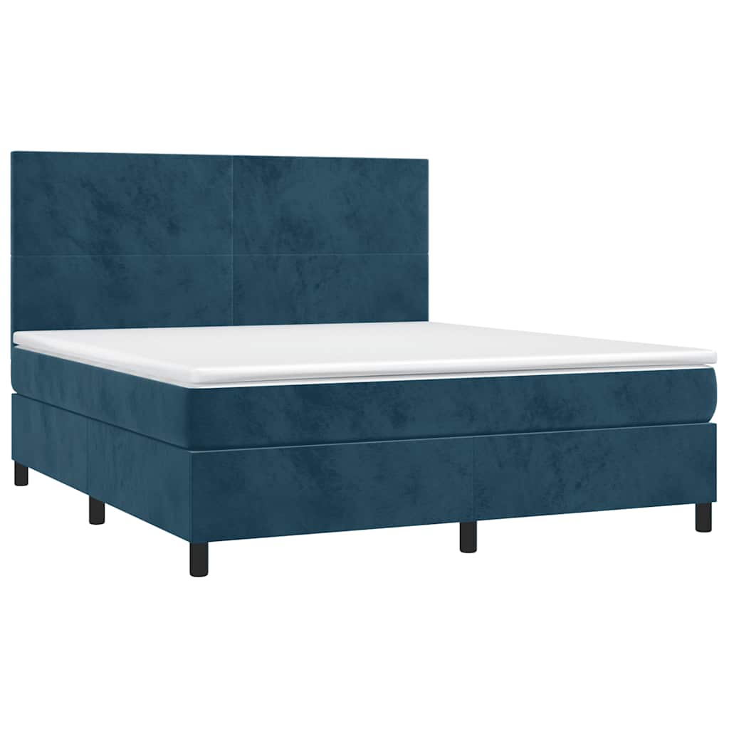 Boxspring met matras fluweel donkerblauw 180x200 cm – afbeelding 3