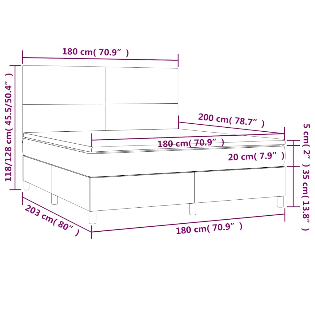 Boxspring met matras fluweel donkerblauw 180x200 cm – afbeelding 7