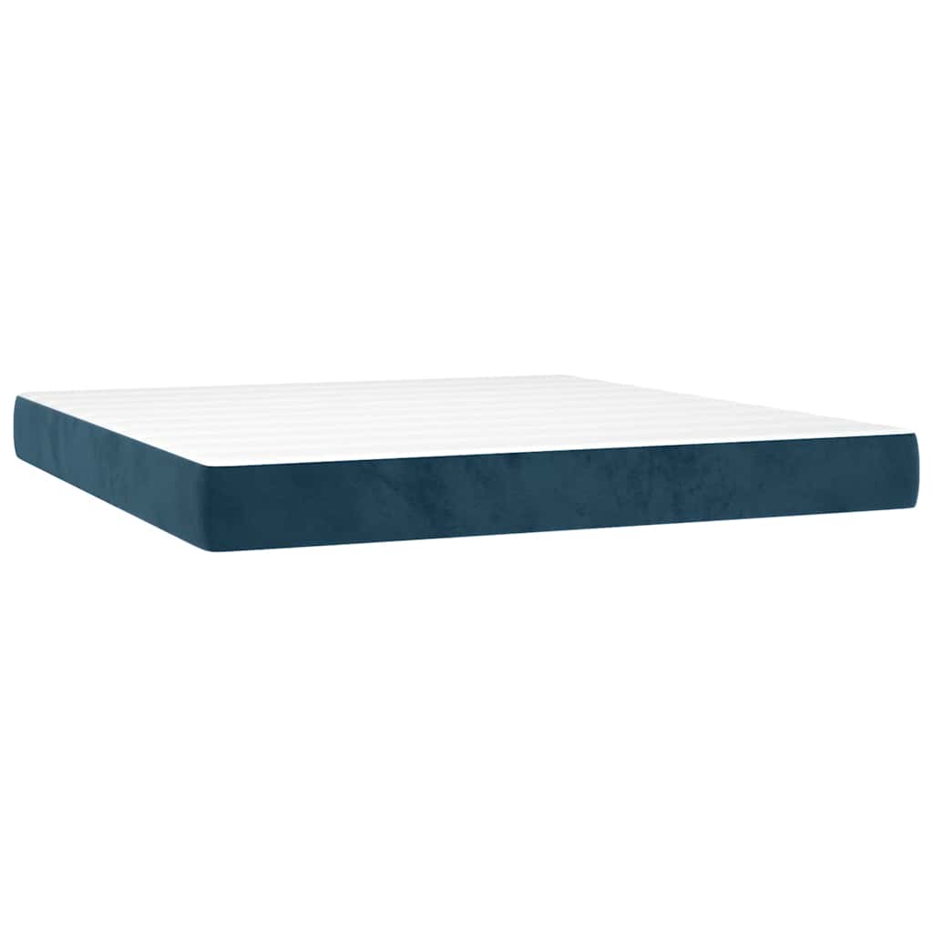 Boxspring met matras fluweel donkerblauw 180x200 cm – afbeelding 5