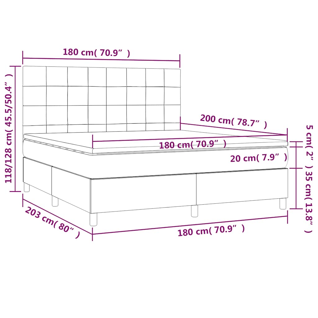 Boxspring met matras fluweel donkerblauw 180x200 cm – afbeelding 7