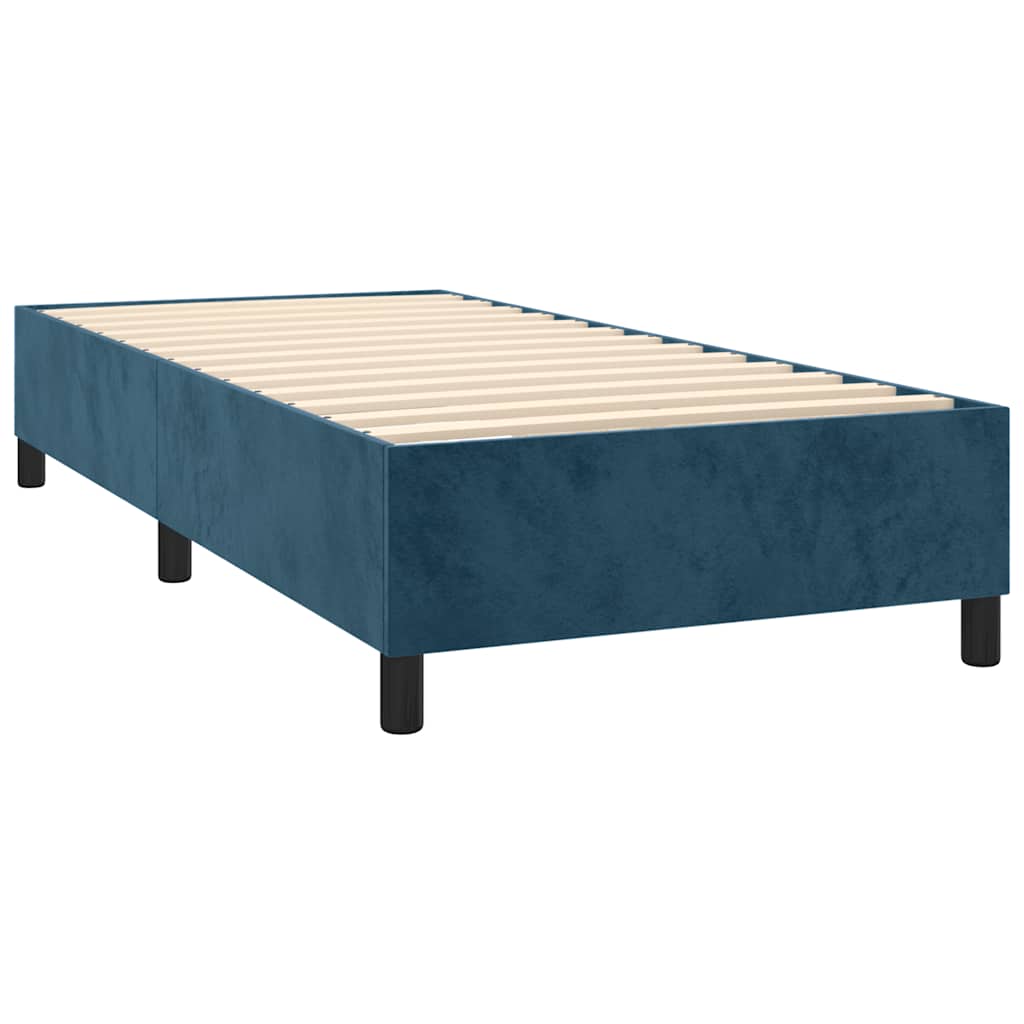 Boxspring met matras fluweel donkerblauw 90x200 cm – afbeelding 4
