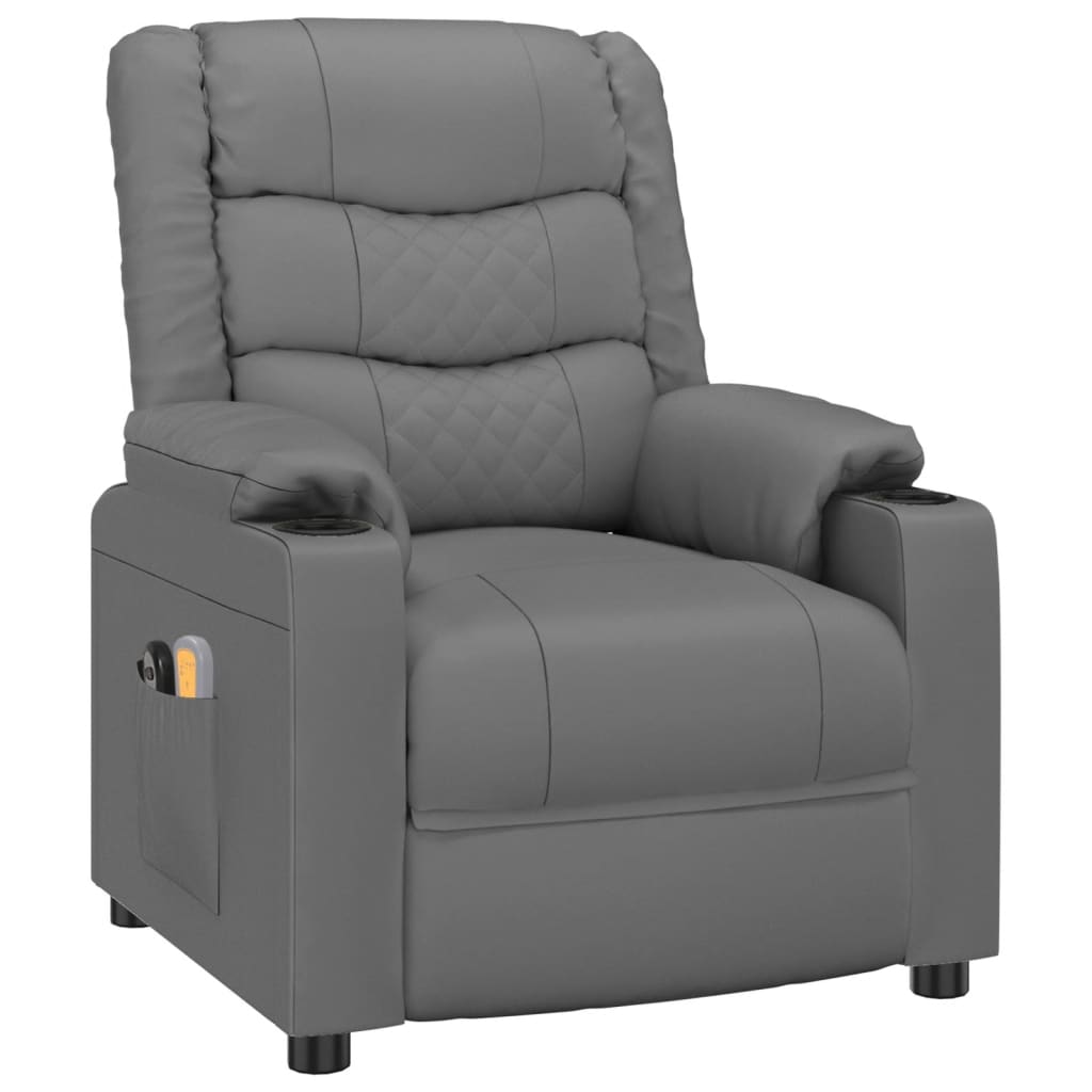 Massagestoel elektrisch kunstleer grijs – afbeelding 3
