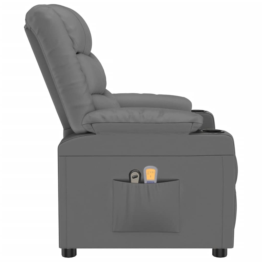 Massagestoel elektrisch kunstleer grijs – afbeelding 5
