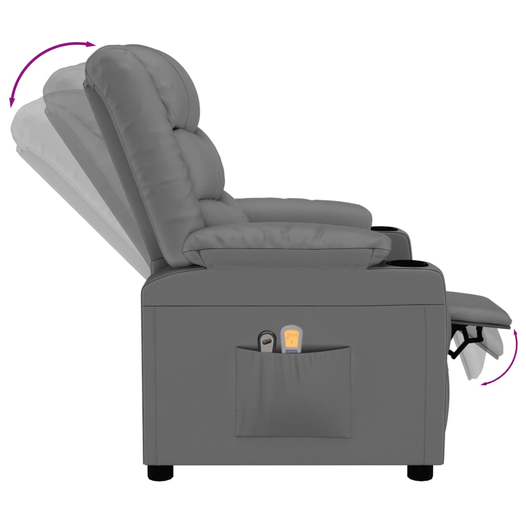 Massagestoel elektrisch kunstleer grijs – afbeelding 7
