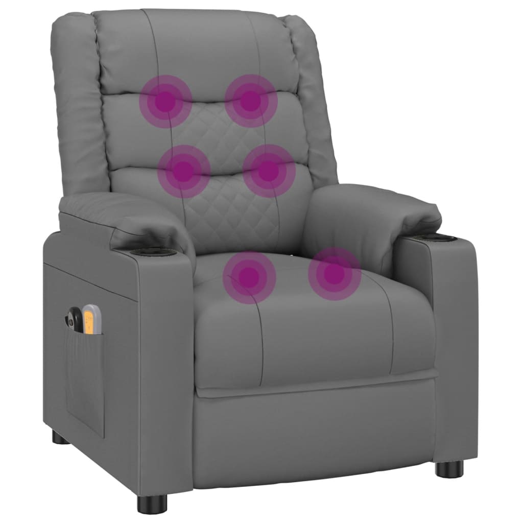 Massagestoel elektrisch kunstleer grijs – afbeelding 8