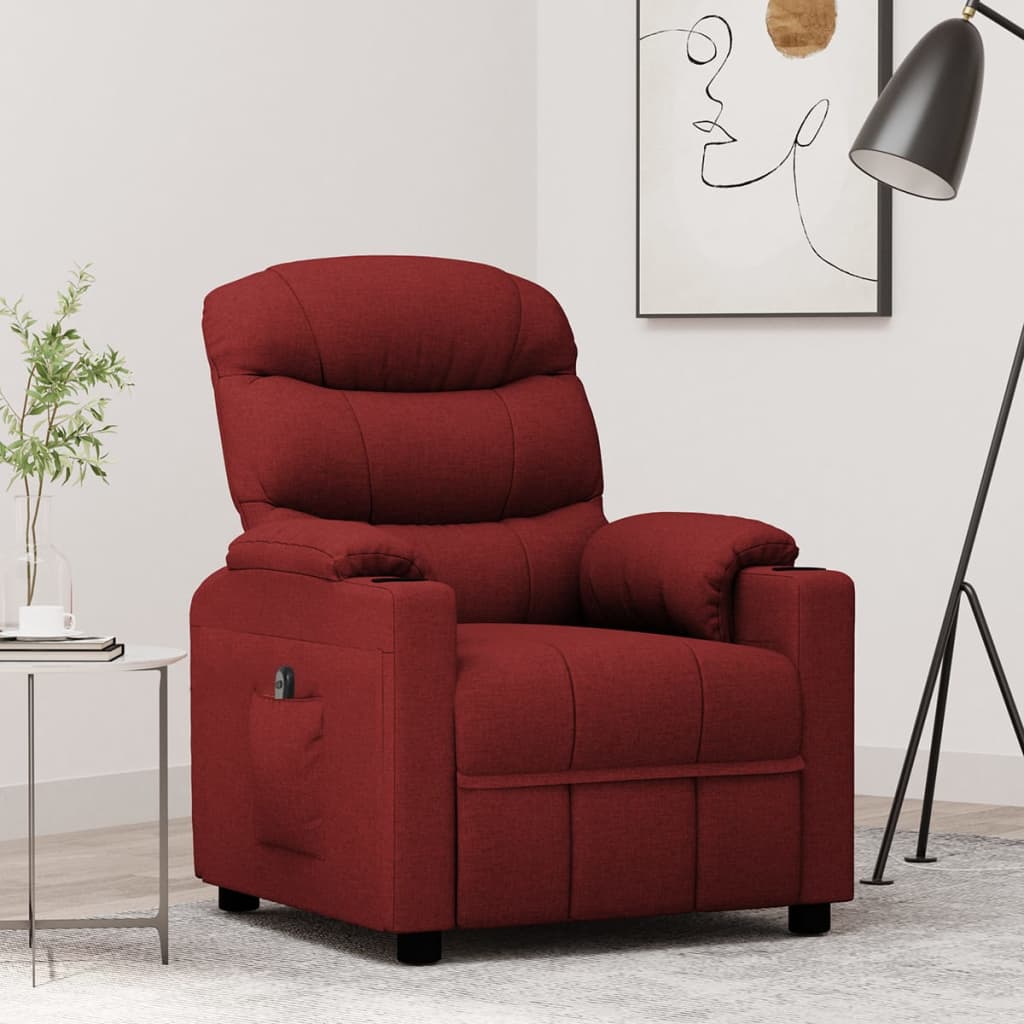 Fauteuil verstelbaar elektrisch stof wijnrood