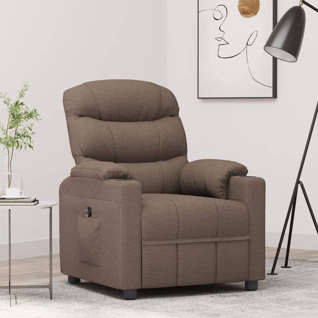 Fauteuil verstelbaar elektrisch stof taupe