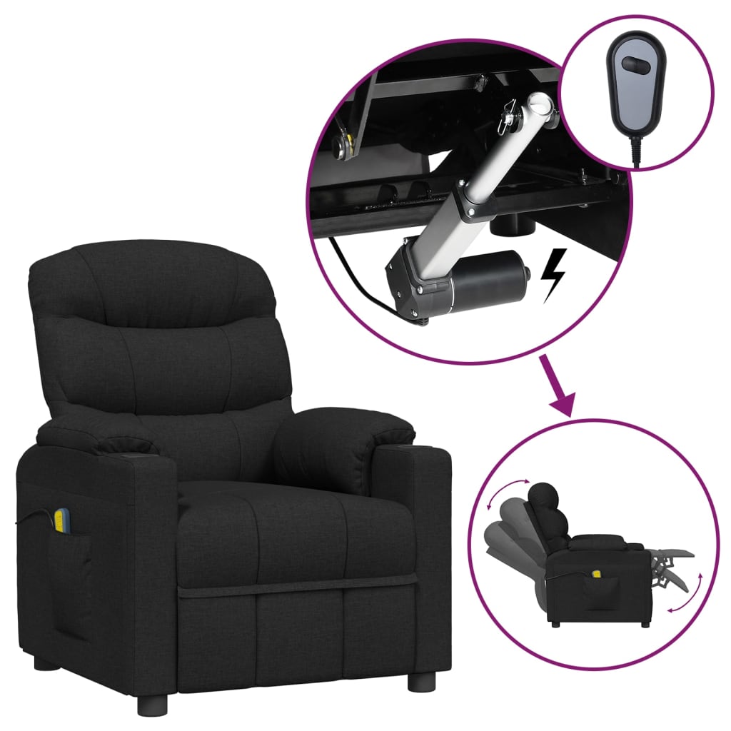Massagestoel elektrisch stof zwart