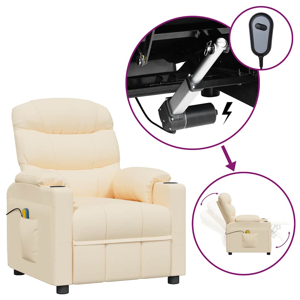 Massagestoel elektrisch stof crèmekleurig