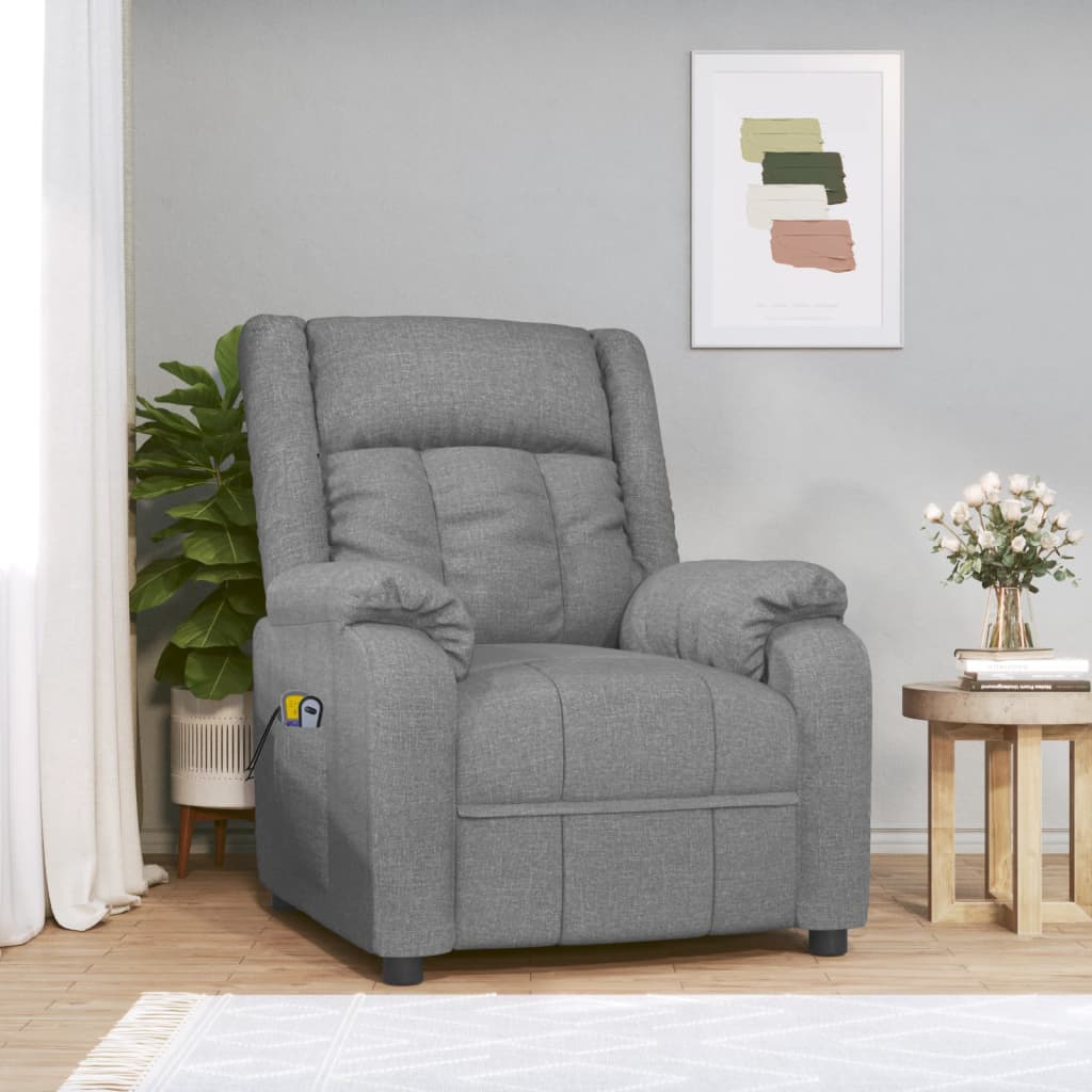 Massagestoel elektrisch stof lichtgrijs