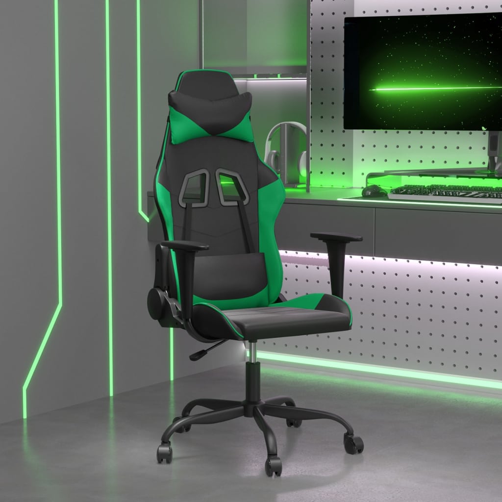 Gamestoel kunstleer zwart en groen