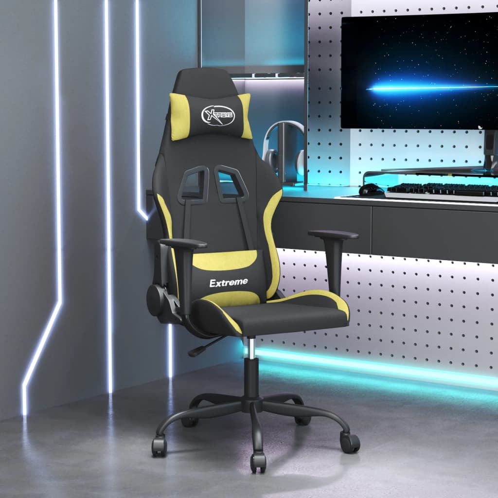 Gamestoel stof zwart en lichtgroen