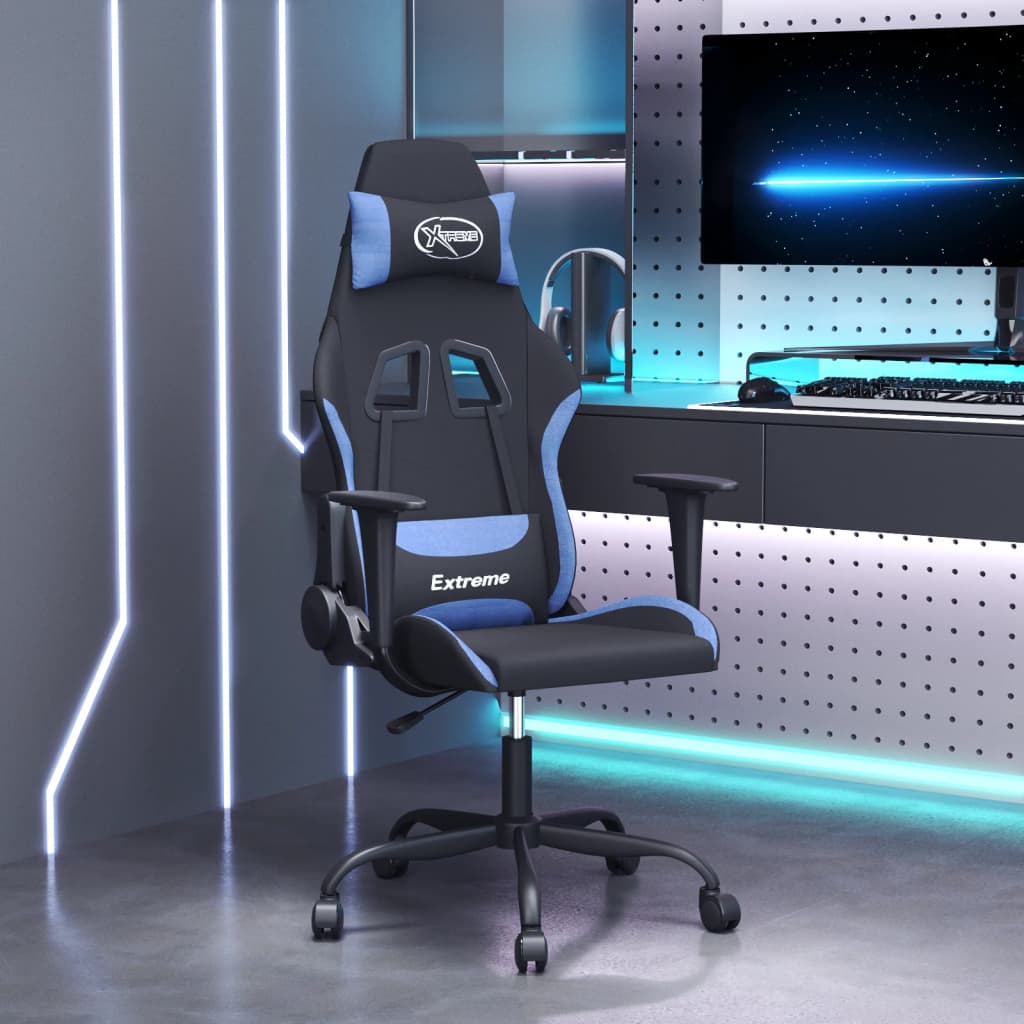 Gamestoel stof zwart en blauw – afbeelding 1