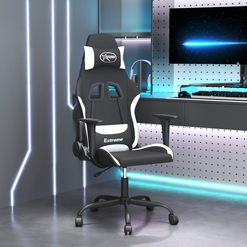 Gamestoel stof zwart en wit