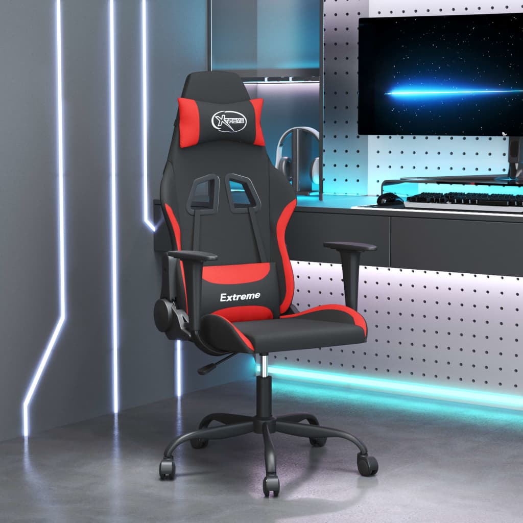 Gamestoel stof zwart en rood