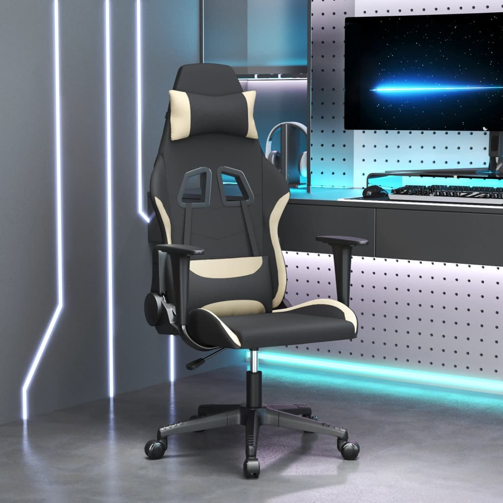 Gamestoel stof zwart en crème