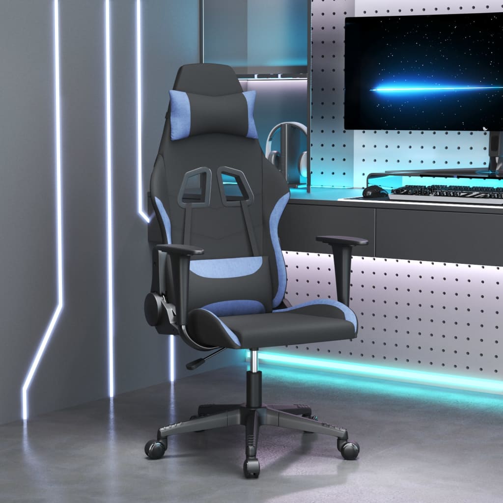 Gamestoel stof zwart en blauw