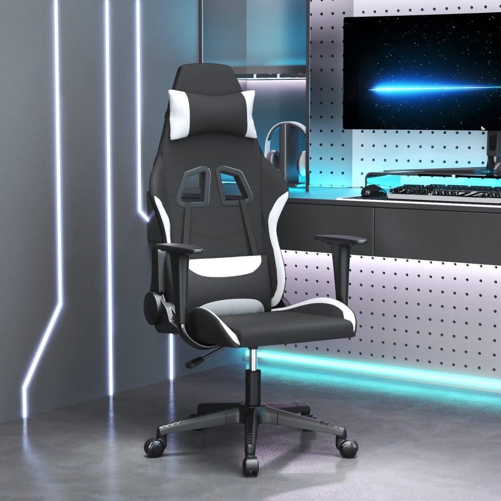Gamestoel stof zwart en wit