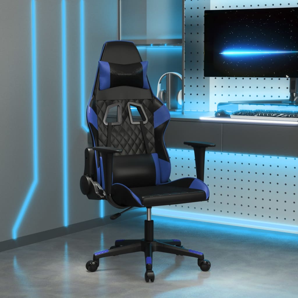Gamestoel kunstleer zwart en blauw – afbeelding 1