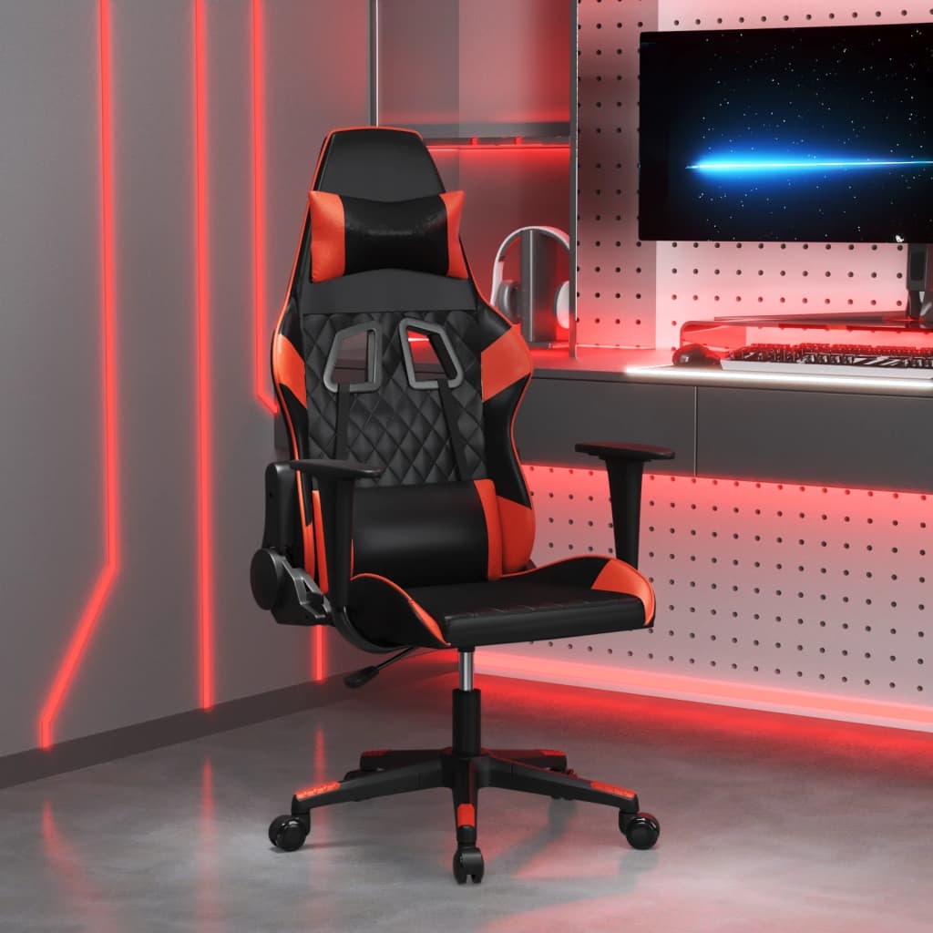 Gamestoel kunstleer zwart en rood