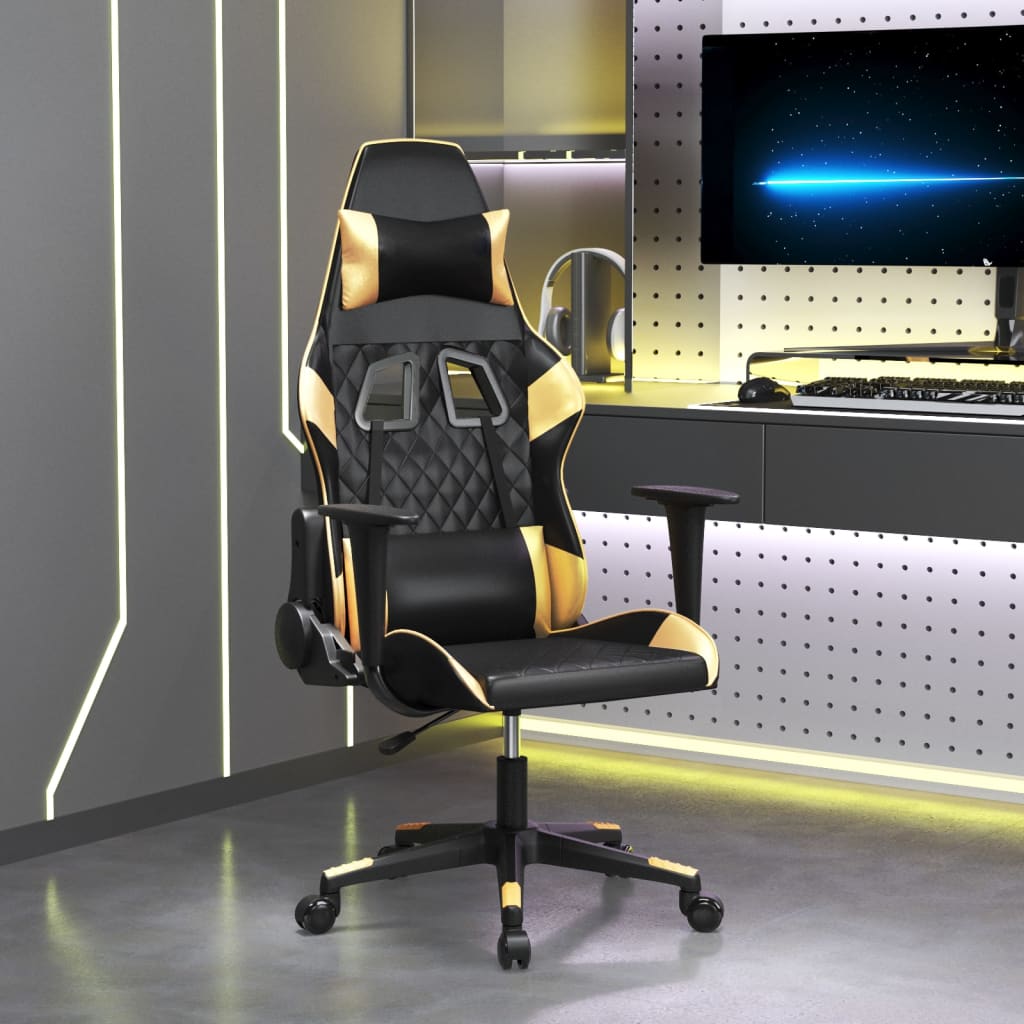 Gamestoel kunstleer zwart en goud