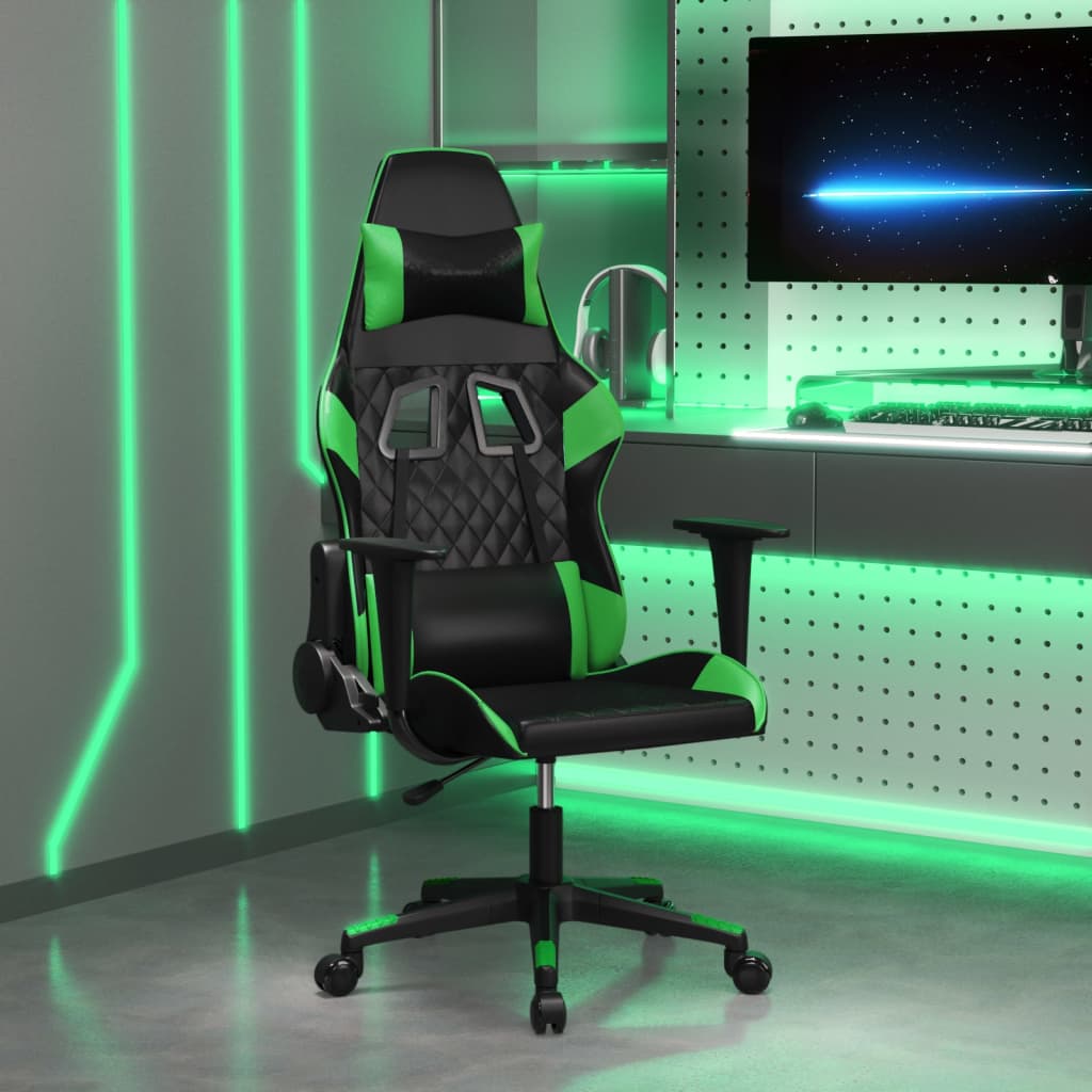 Gamestoel kunstleer zwart en groen