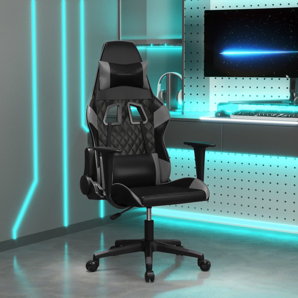 Gamestoel kunstleer zwart en grijs