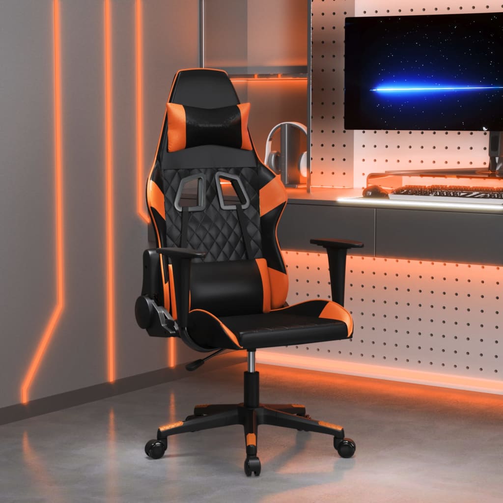 Gamestoel kunstleer zwart en oranje