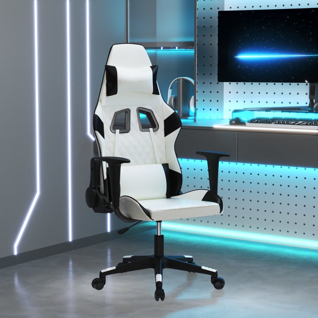 Gamestoel kunstleer wit en zwart