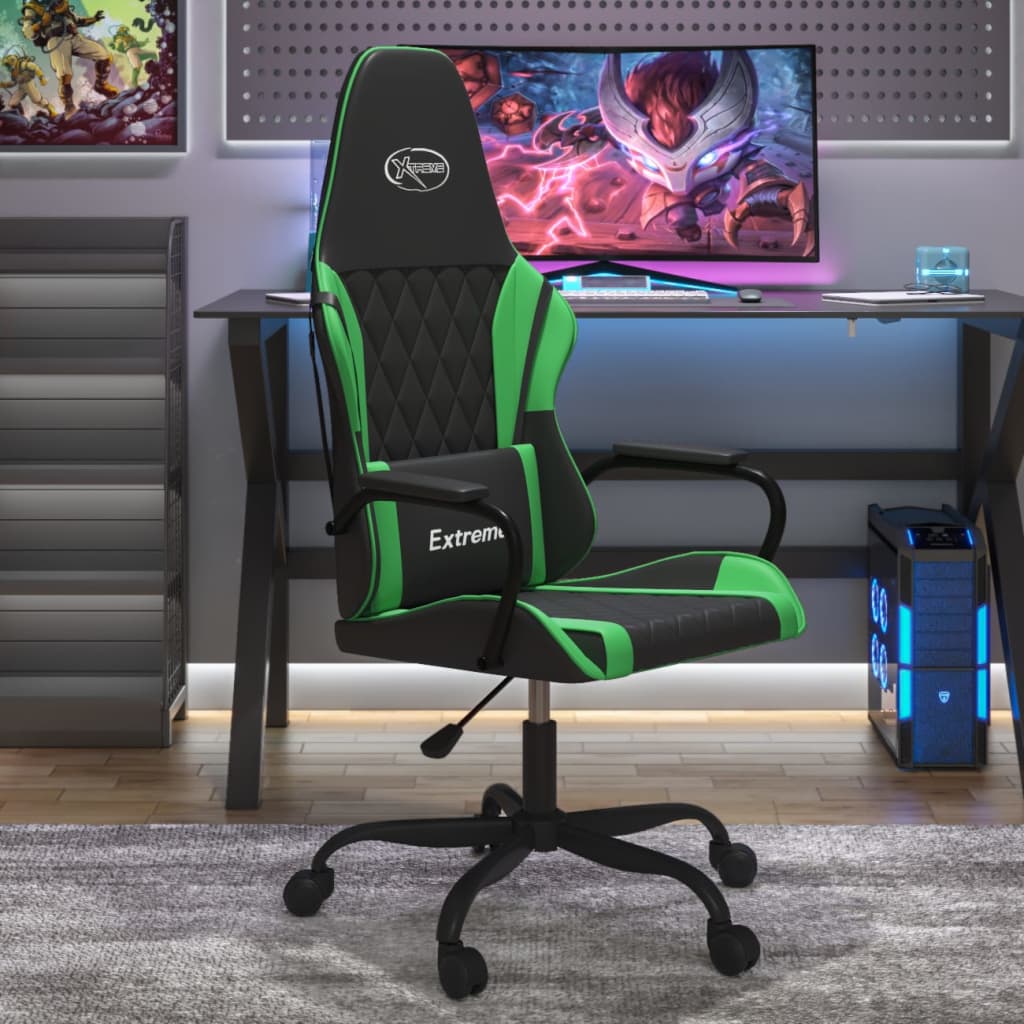 Gamestoel kunstleer zwart en groen