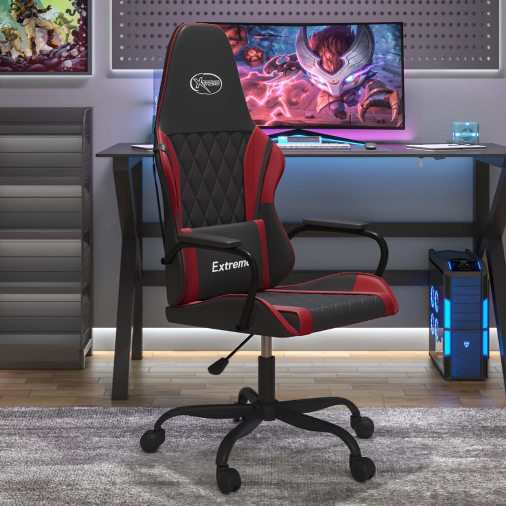 Gamestoel kunstleer zwart en wijnrood