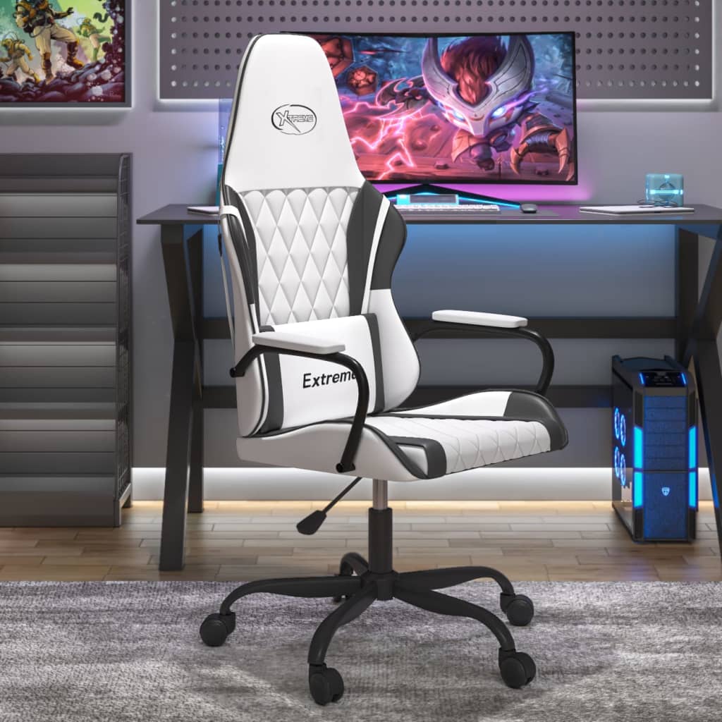 Gamestoel kunstleer wit en zwart