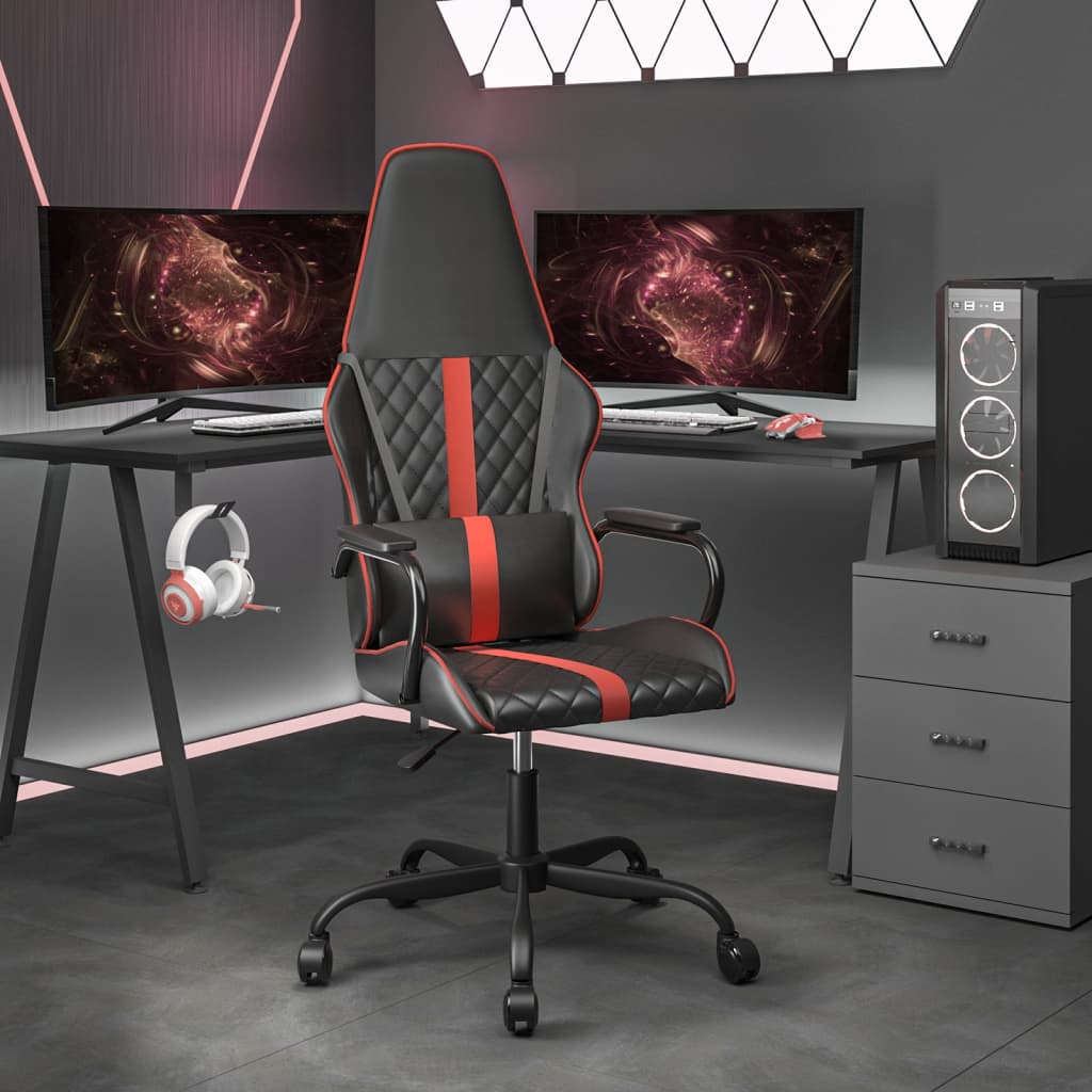 Gamestoel kunstleer zwart en rood – afbeelding 1