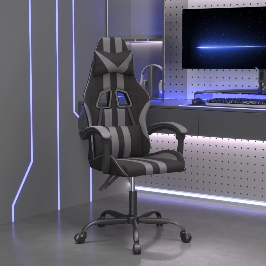 Gamestoel kunstleer zwart en grijs