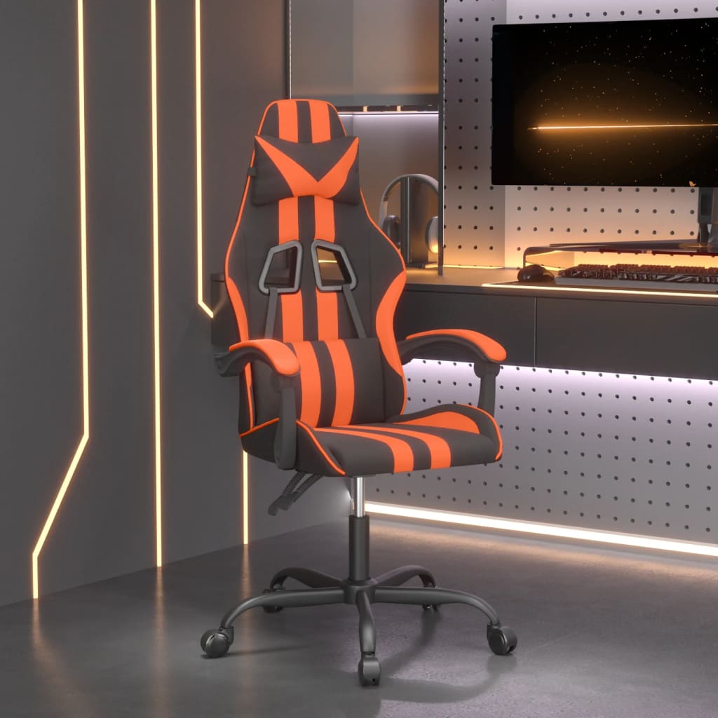 Gamestoel kunstleer zwart en oranje
