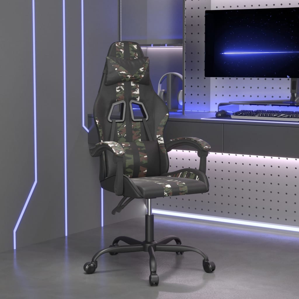 Gamestoel kunstleer zwart en camouflage