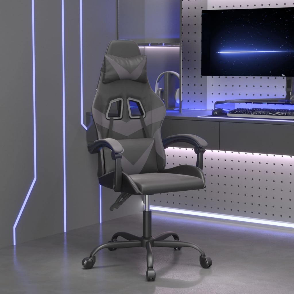 Gamestoel kunstleer zwart en grijs