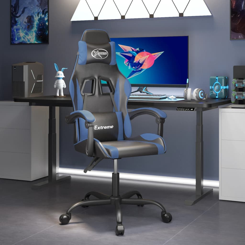 Gamestoel kunstleer zwart en blauw – afbeelding 1