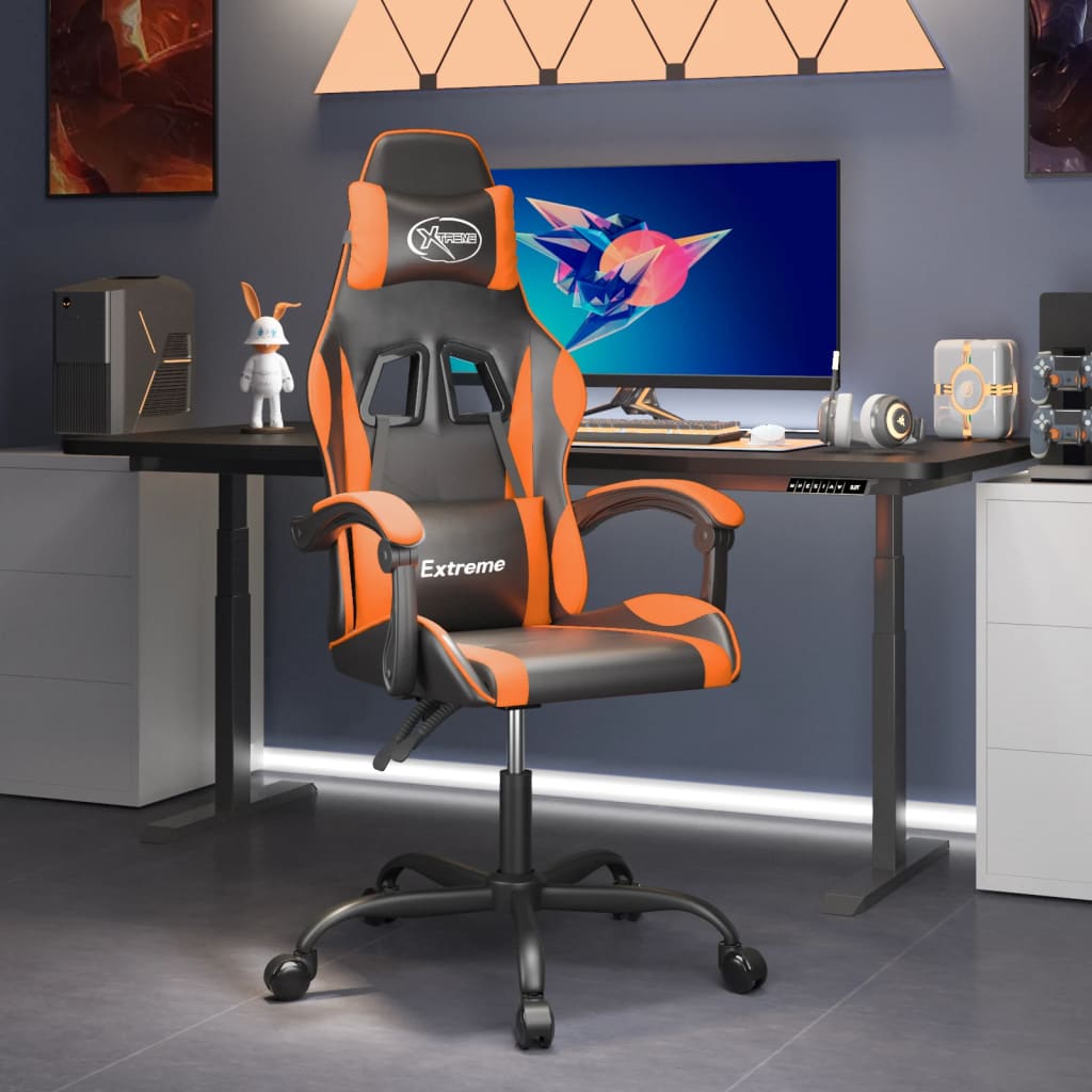 Gamestoel kunstleer zwart en oranje