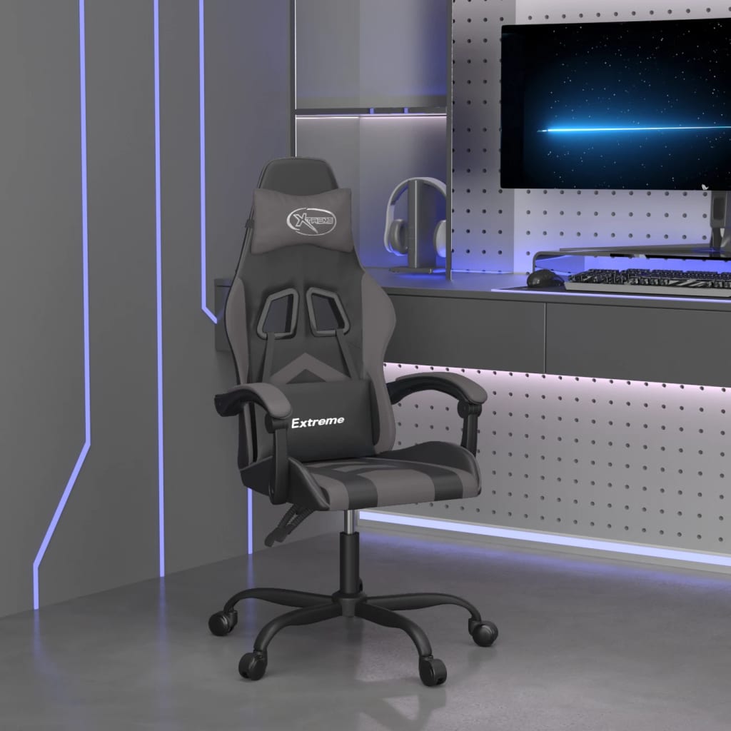 Gamestoel kunstleer zwart en grijs