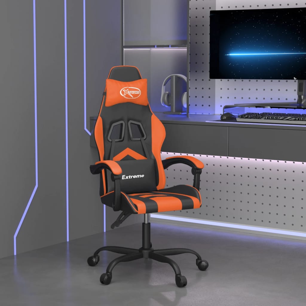 Gamestoel kunstleer zwart en oranje – afbeelding 1