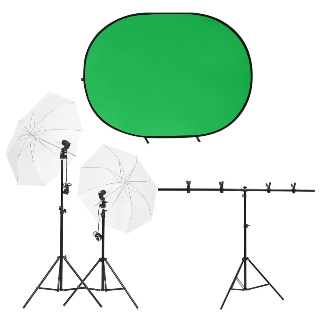 Fotostudioset met verlichtingsset en achtergrondscherm – afbeelding 1