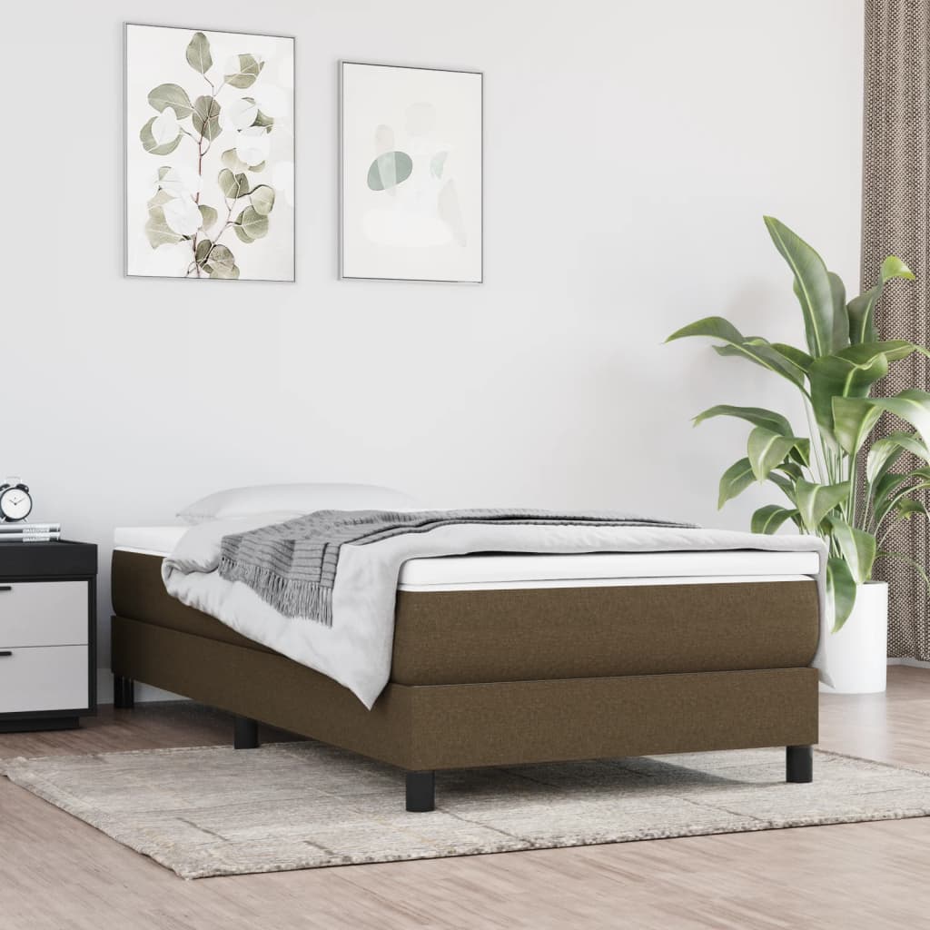 Boxspring met matras stof donkerbruin 90x190 cm – afbeelding 1