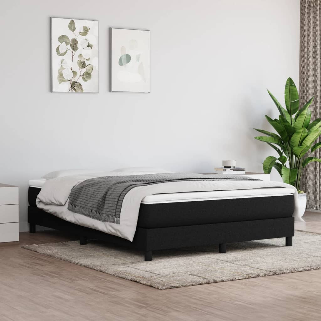 Boxspring met matras stof zwart 140x190 cm – afbeelding 1